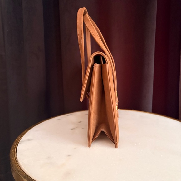 Vintage MCM Andrew Geller Camel Suede Top Handle Tote - Picture 5 of 15